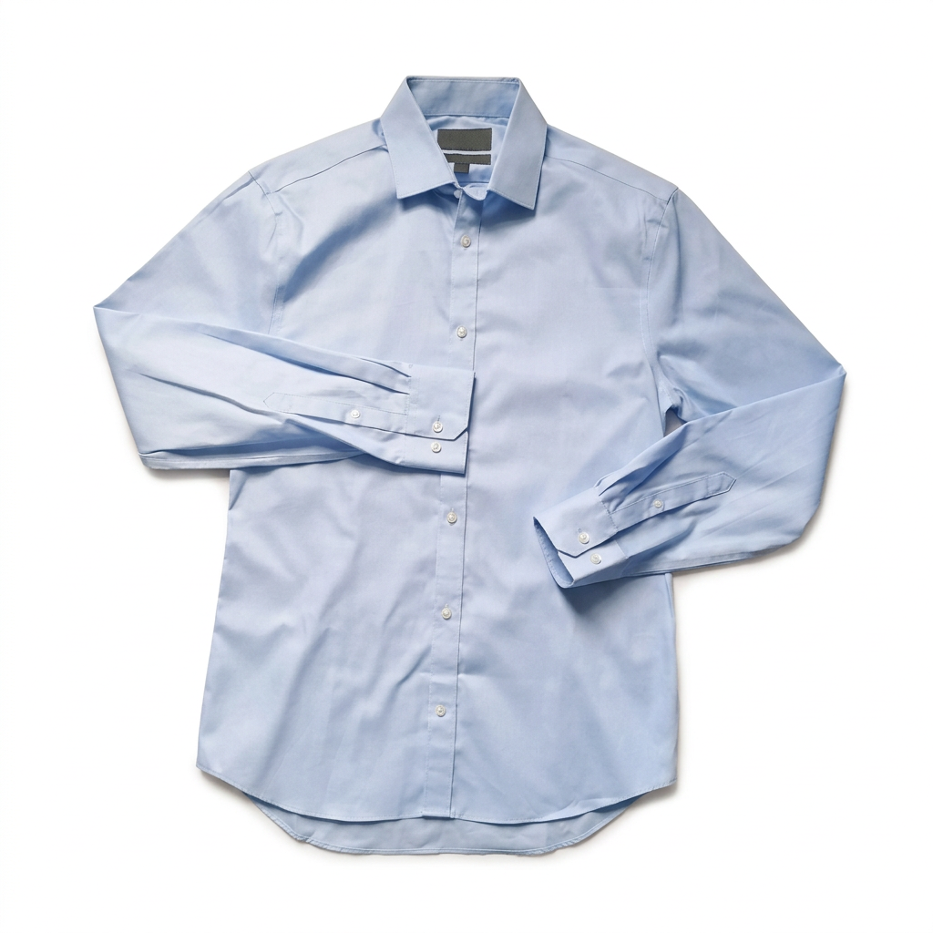 Refined flat-lay image of the pale blue shirt