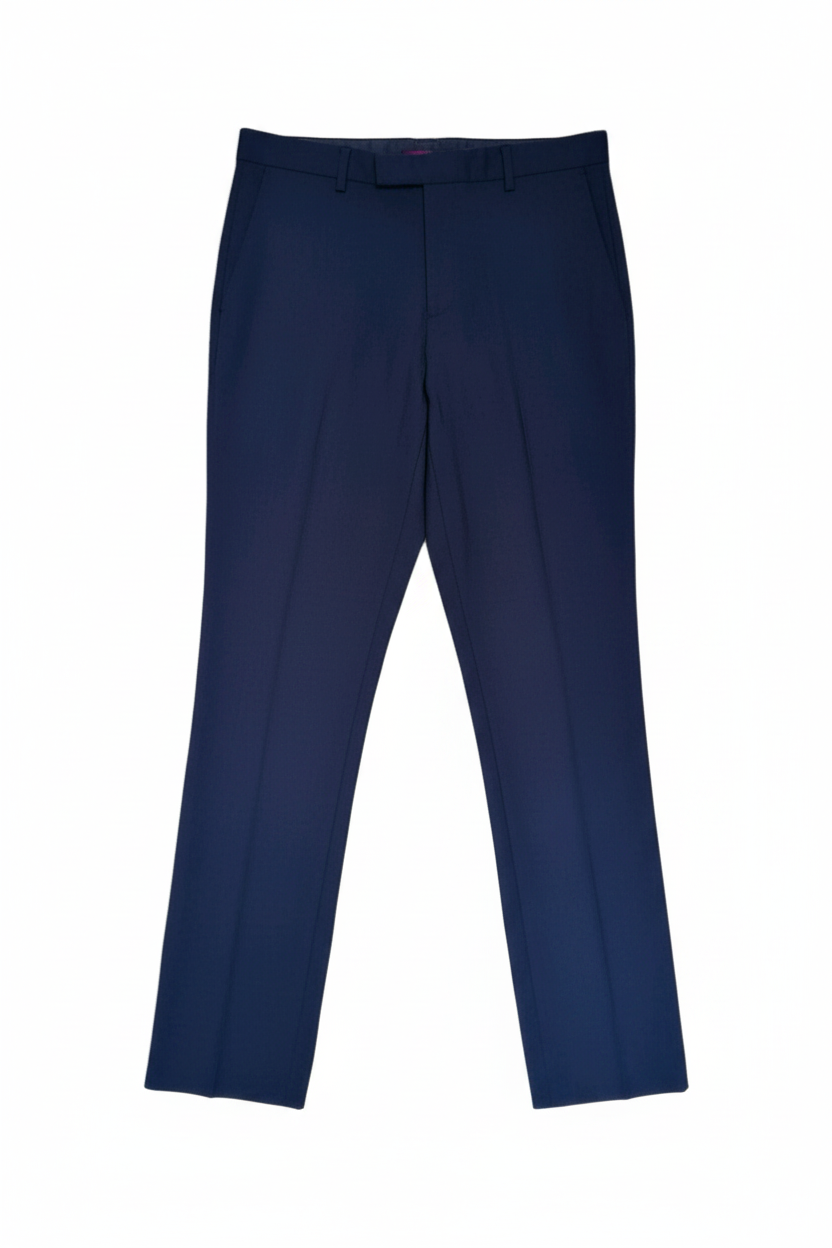 Refined navy trousers front