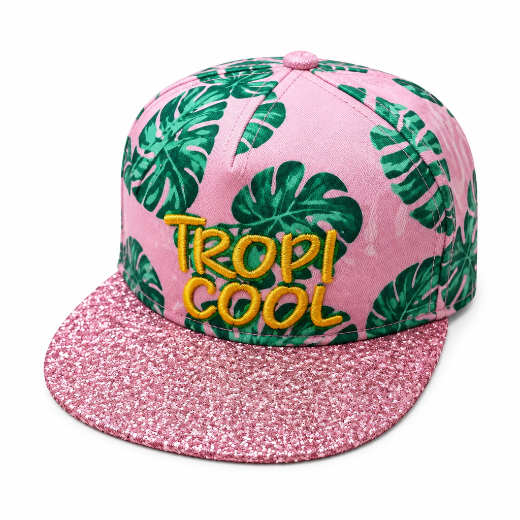 Refined photo of the girls' pink tropical TROPI COOL cap, tag removed