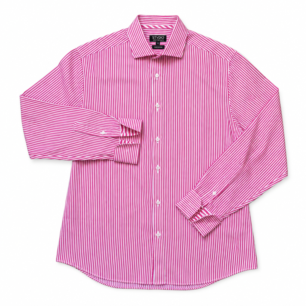 Refined pink-and-white striped shirt