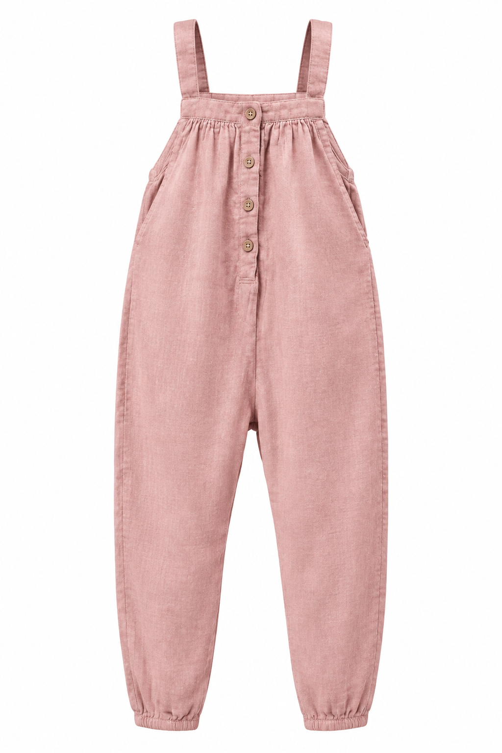 Refined pink linen dungarees product photo
