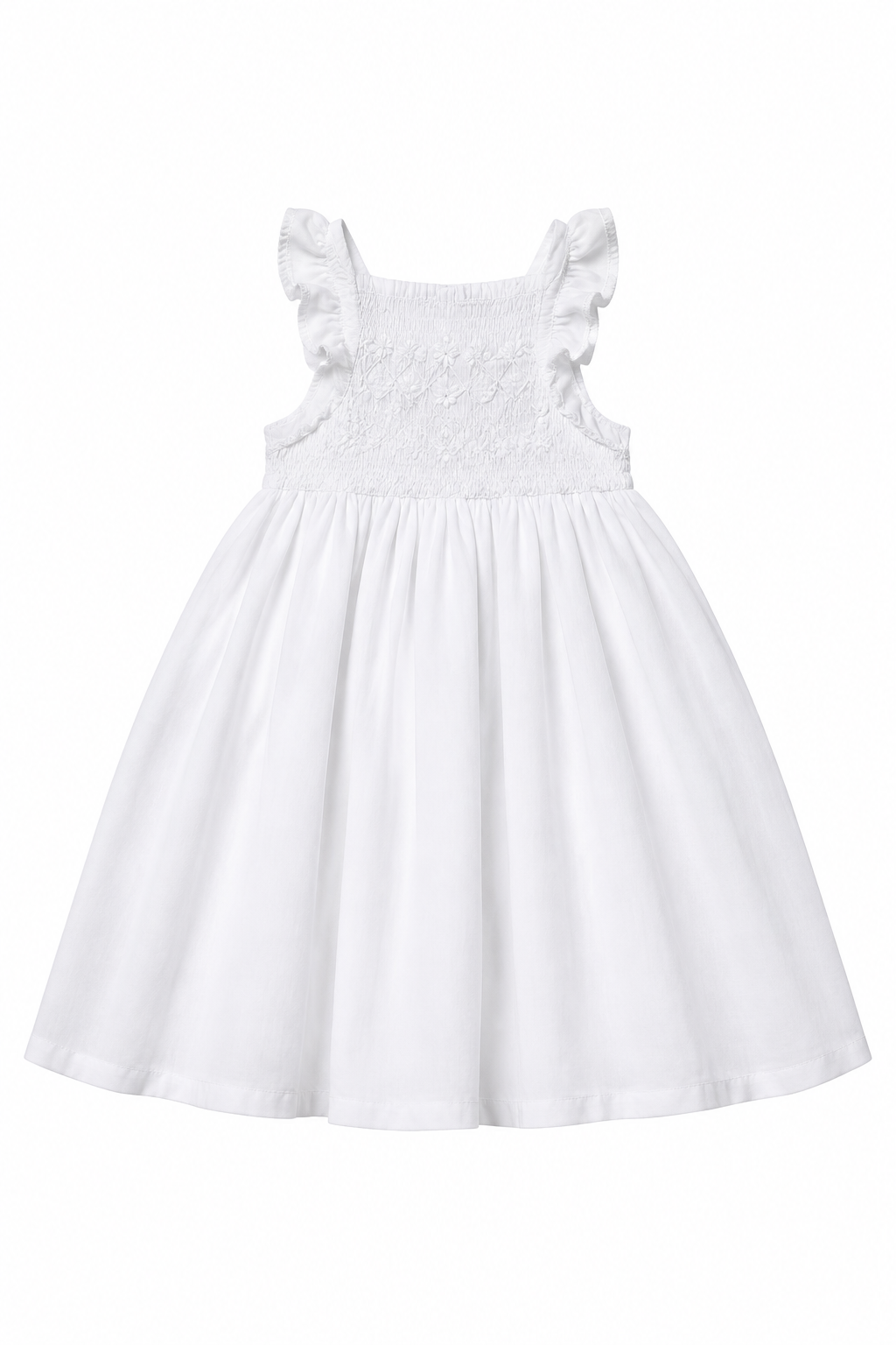 Refined white smocked dress product photo