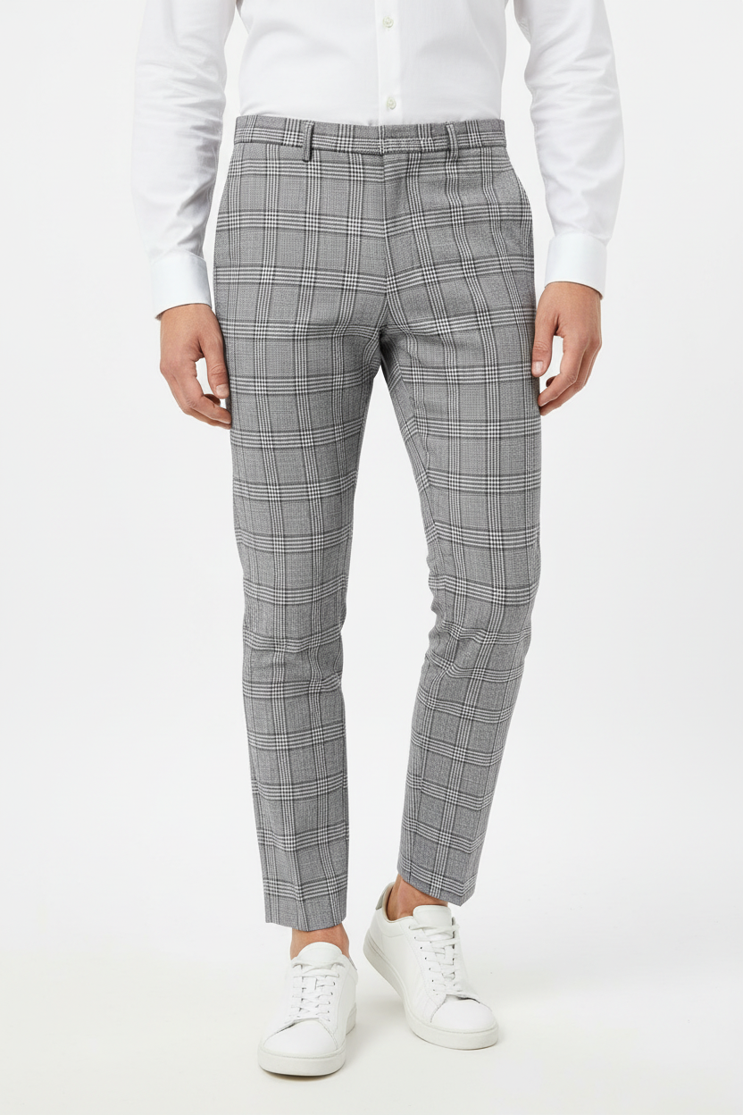 River Island Grey Check Crop Trouser - Model Shot