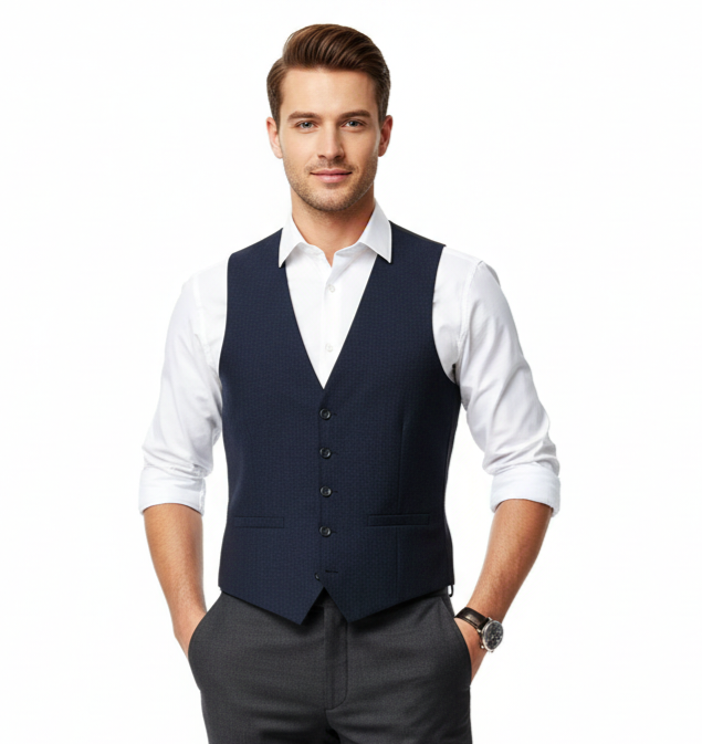 Men navy waistcoat