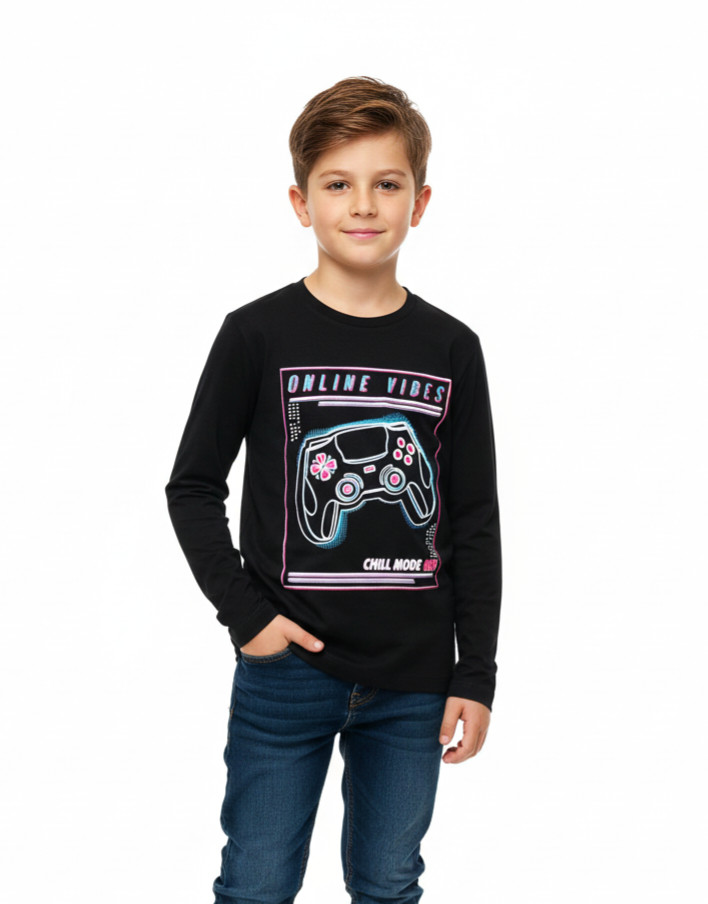 Boys black t-shirt 7-8y