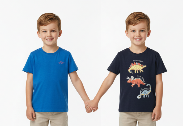 2 x Boys blue t-shirt 4-5y