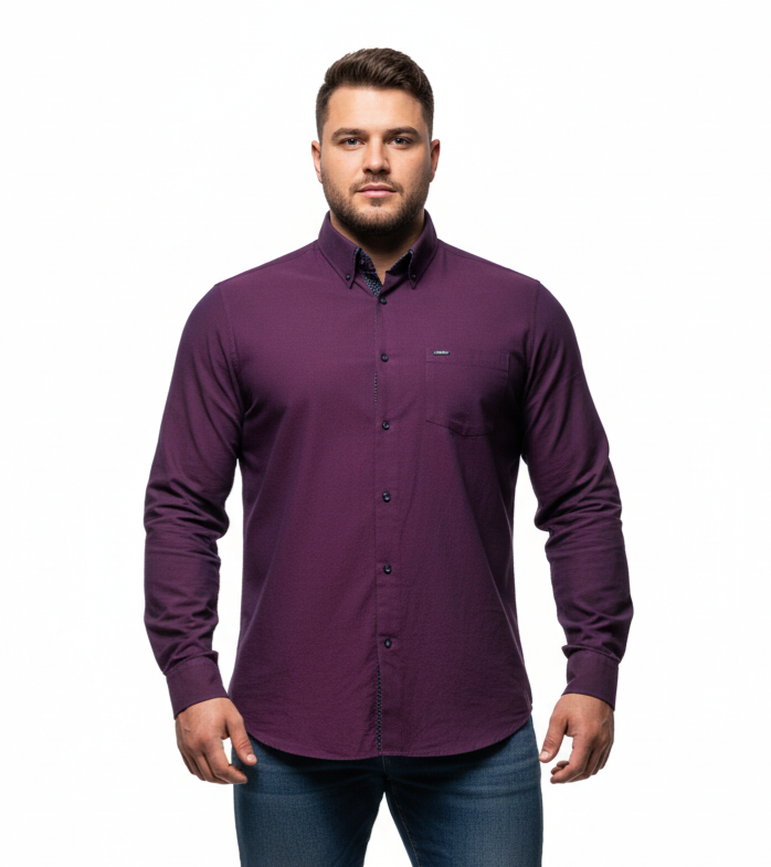 Men Next purple casual long sleeve shirt, Large