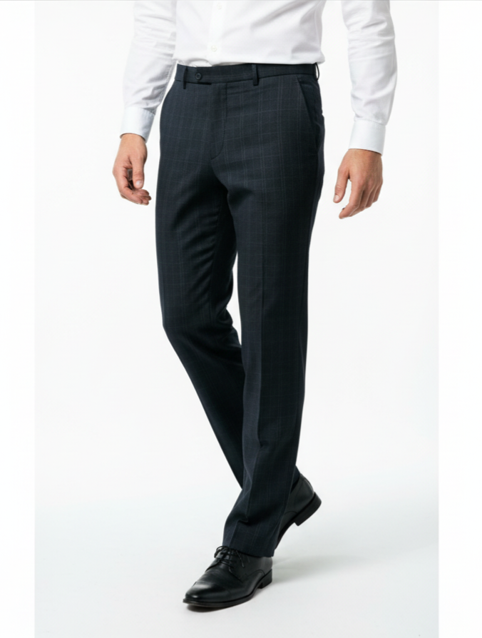Men black check formal trouser W34 L32