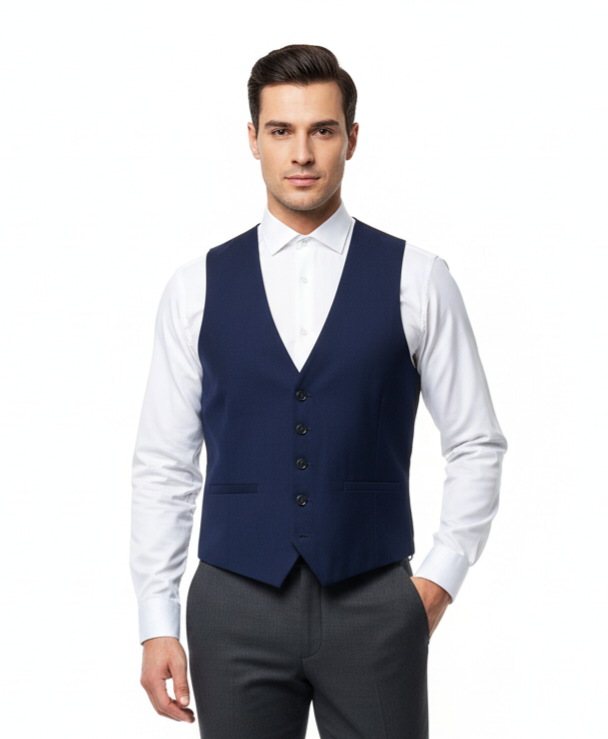 Men Burton navy blue skinny fit waistcoat