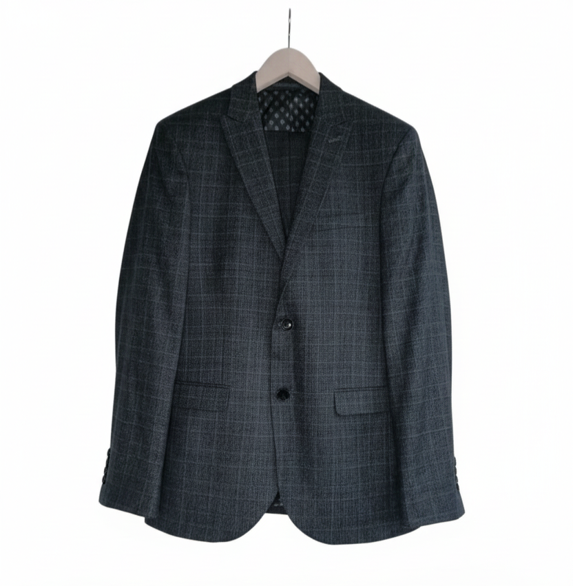 Men Next grey check 2 piece suit 38R/32S