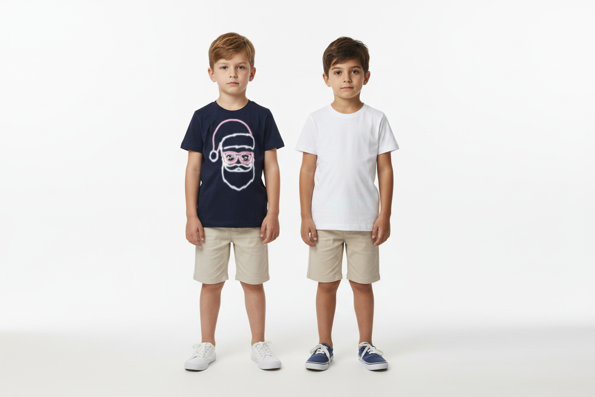 Two Boys - Santa Tee & White Tee