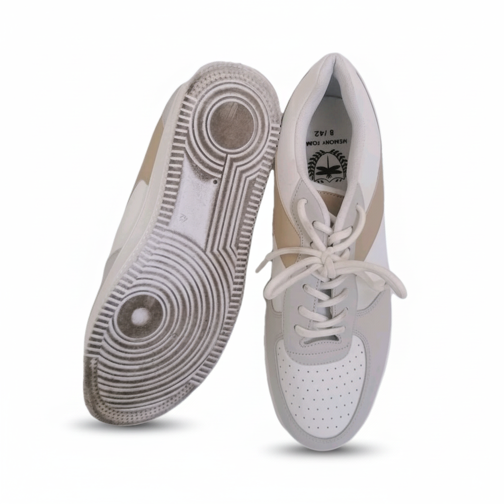 White Beige Court Trainers Outsole Detail