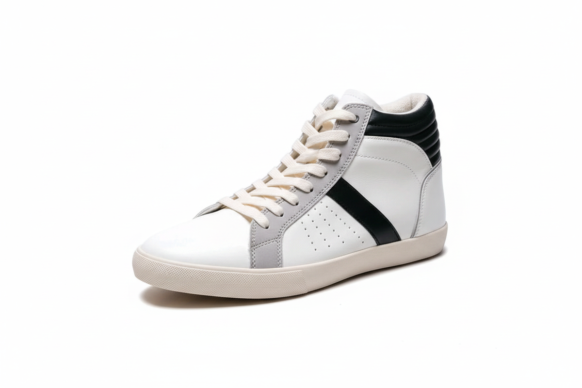 White Hi-Top Trainers 3/4 View